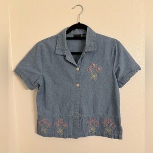 Vintage Jenny Buchanan Chambered Button Blouse PM